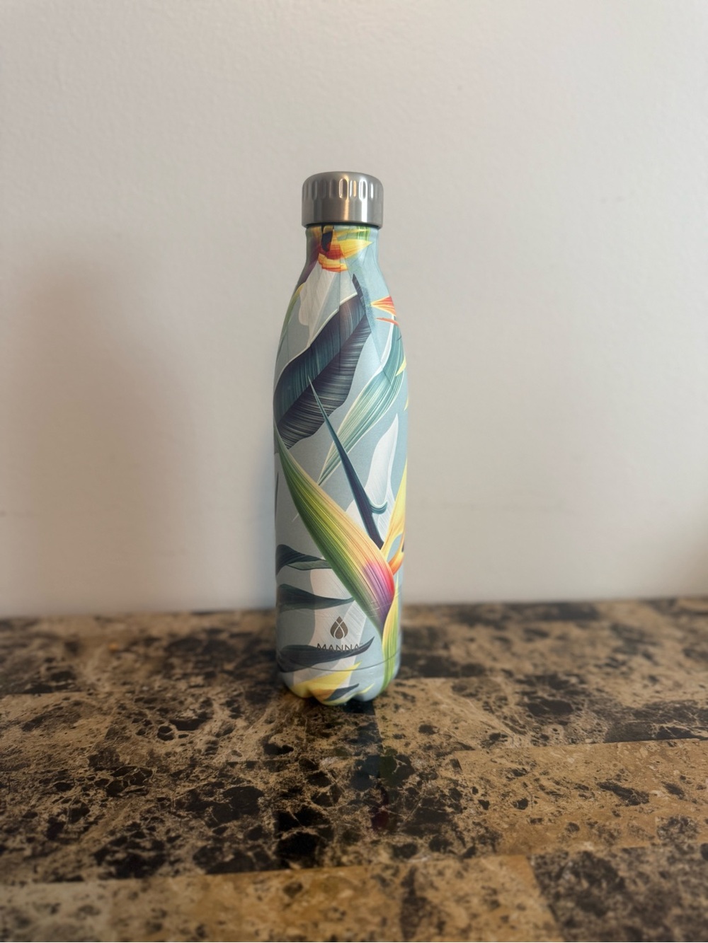 Manna Insulated Tropical Print Stainless Water Bottle - Blue Green